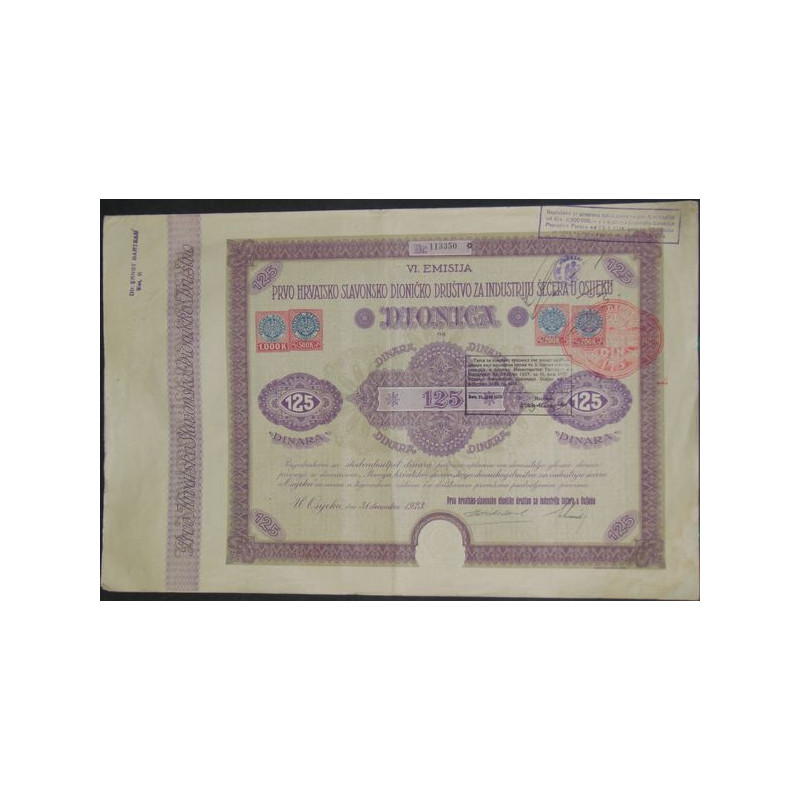 Prvo Hrvatsko Slavonsko Dionicko Drusivo za Industriiu Secera u Osijeku