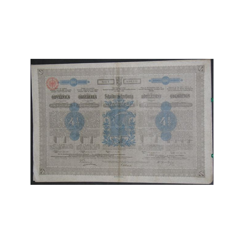 Emprunt de l'an 1902 à 4 1/2 % du Gvt de Bosnie-Herzégovine pour la construction des chemins de fer