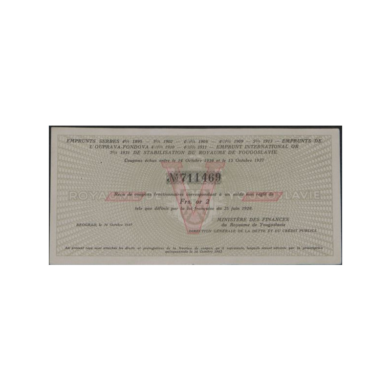 Emprunts Serbes 4 % 1895 - 5 % 1902 ….. (Frs or 2)