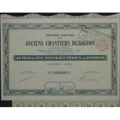 S.A. des Anciens Chantiers Dubigeon - 100 NF