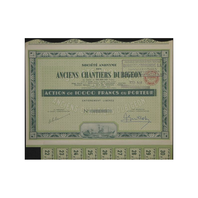 S.A. des Anciens Chantiers Dubigeon - 10 000 F