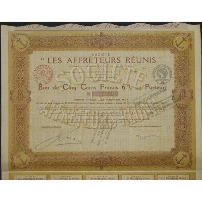 Sté "Les Affréteurs Réunis" (Bon 500 F - 1919)