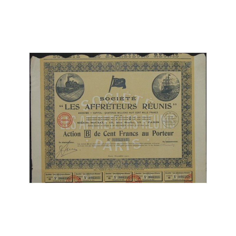 Sté "Les Affréteurs Réunis" (Act B 100 F)