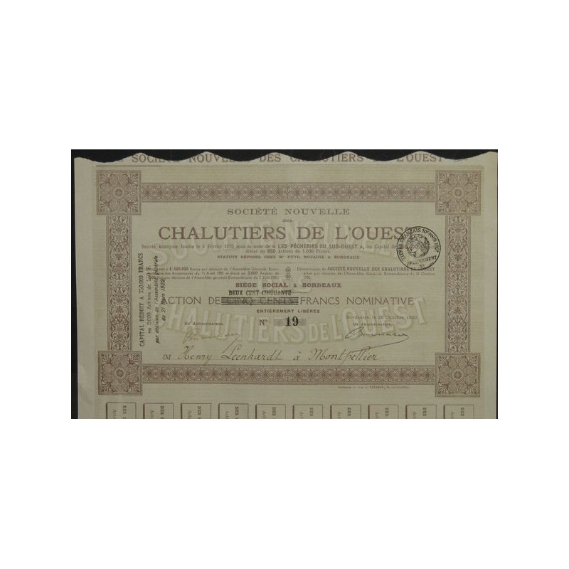 Sté Nlle des Chalutiers de l'Ouest (Act Nomin)