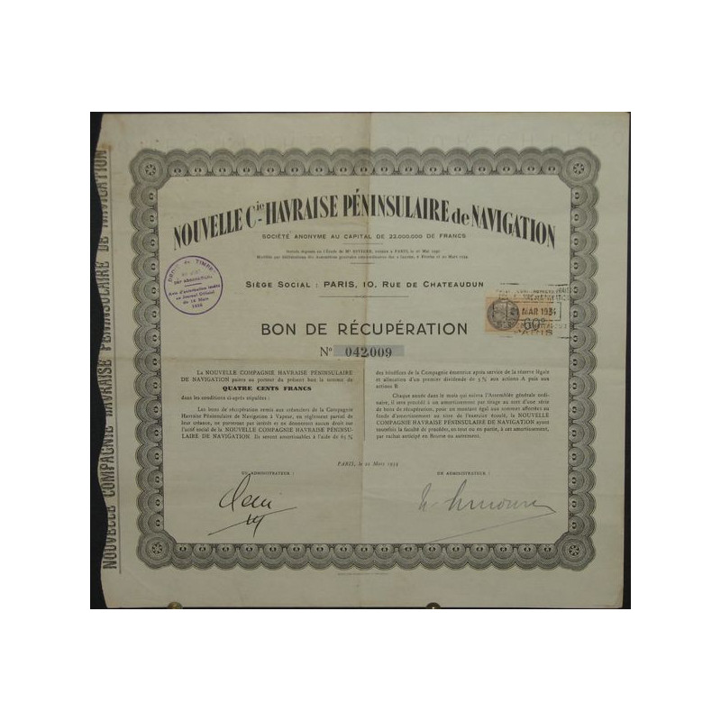 Nlle Cie Havraise Péninsulaire de Navigation (Bon récup)
