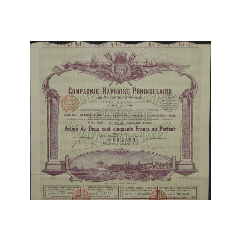 Cie Havraise Péninsulaire de Navigation à Vapeur - Anciennes Lignes Grosos (Act 250 F A)