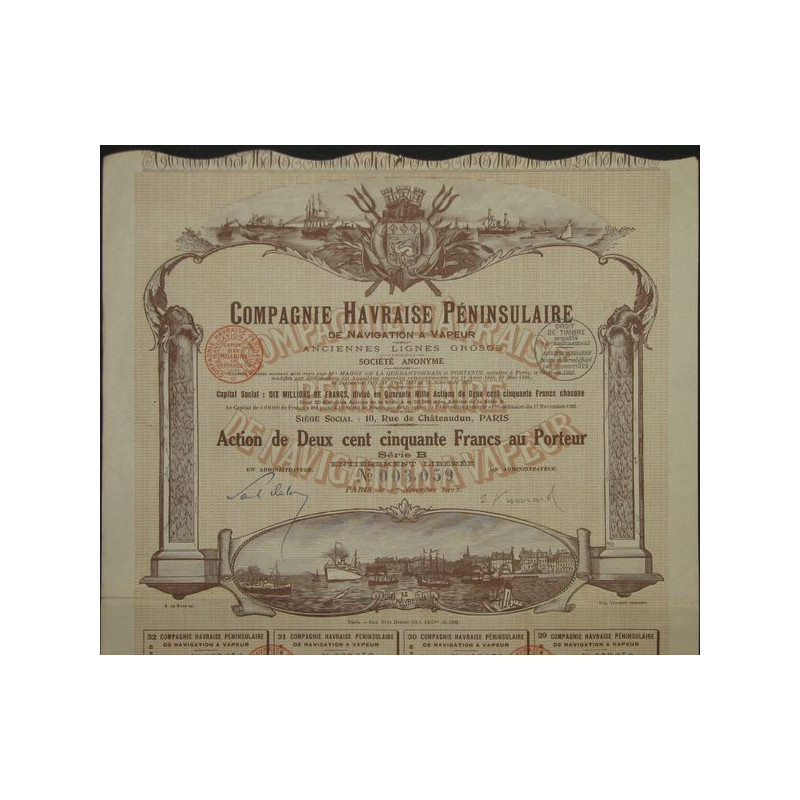 Cie Havraise Péninsulaire de Navigation à Vapeur - Anciennes Lignes Grosos (Act 250 F B)