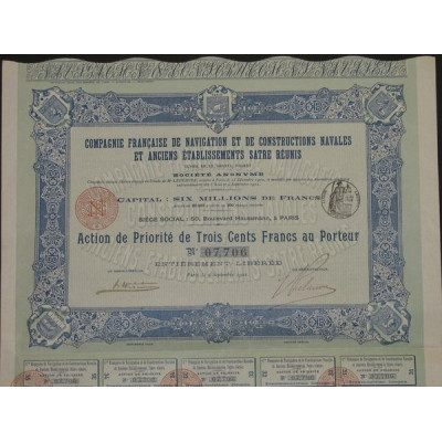 Cie Française de Navigation et de Constructions Navales et Anc. Ets Satre Réunis (Lyon Arles Nantes Rouen)