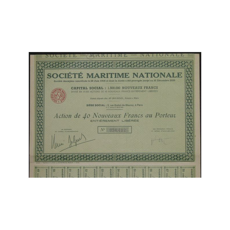 Sté Maritime Nationale ( 40 NF)