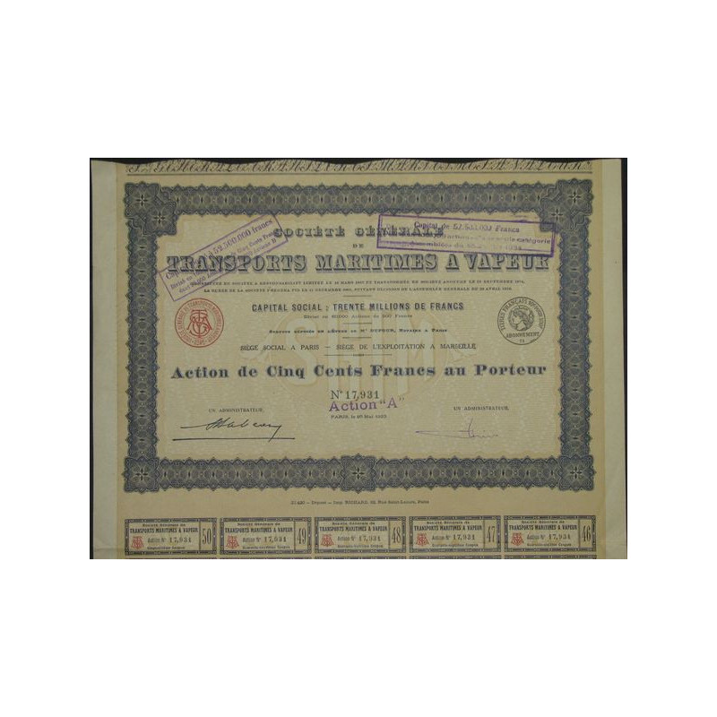 Sté Gale de Transports Maritimes à Vapeur (Act 500 F)