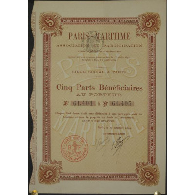 Paris-Maritime - Association en Participation