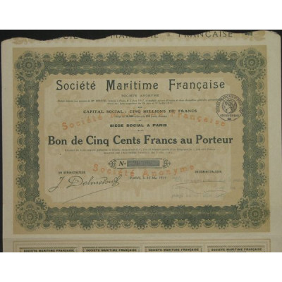 Sté Maritime Française (Bon 1919)