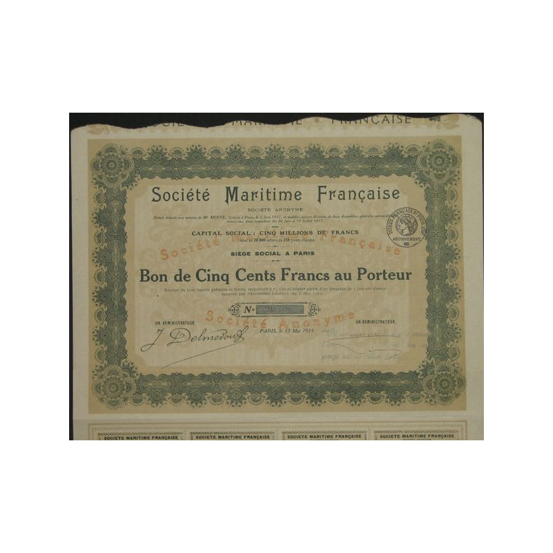 Sté Maritime Française (Bon 1919)