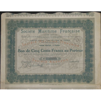 Sté Maritime Française (Bon 1918)