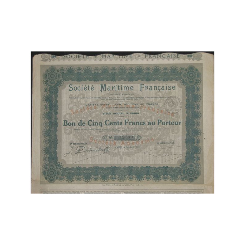 Sté Maritime Française (Bon 1918)