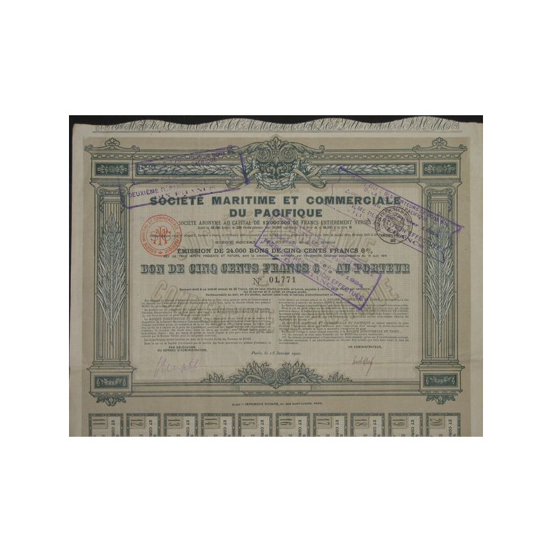 Sté Maritime et Commerciale du Pacifique (Bon)