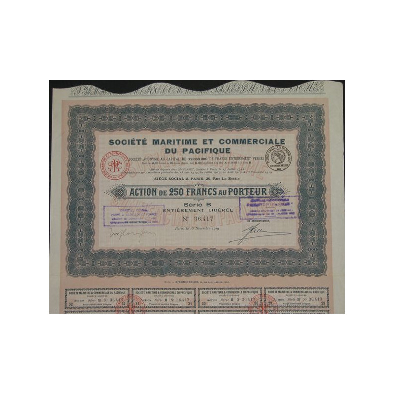 Sté Maritime et Commerciale du Pacifique (Act 1919)
