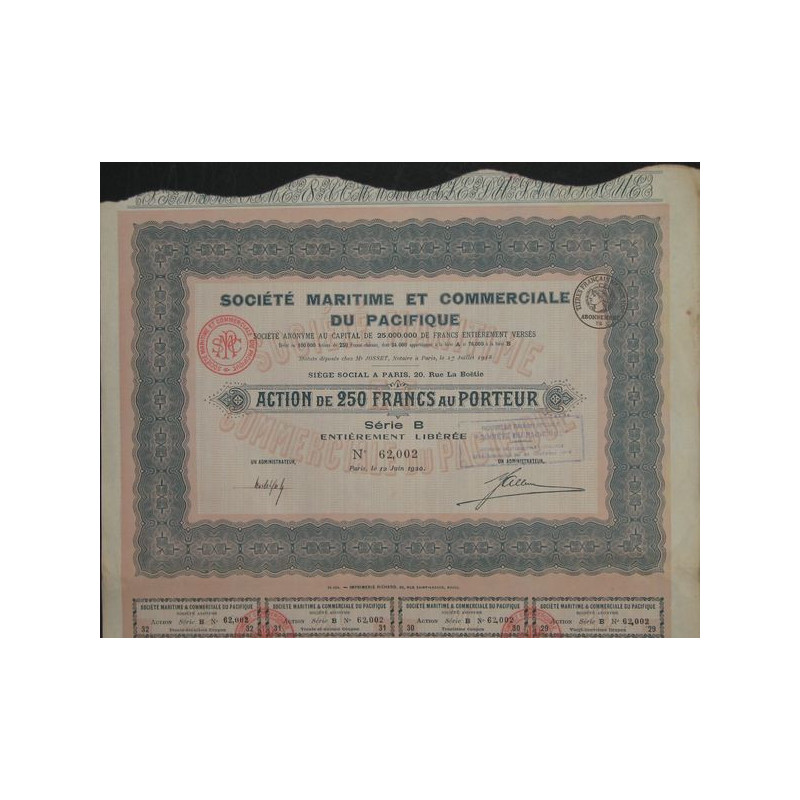 Sté Maritime et Commerciale du Pacifique (Act 1920)