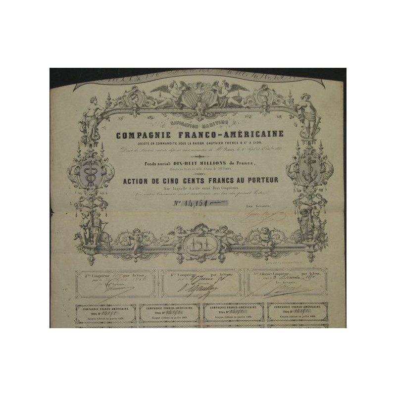 Navigation Maritime - Cie Franco-Américaine - Sté en Commandite sous la raison Gauthier Frères& Cie