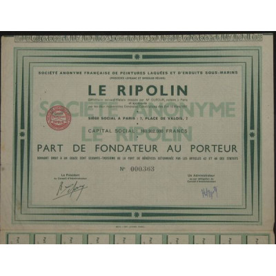 Le Ripolin - S.A. Française de Peintures Laquées et d'Enduits Sous-Marins