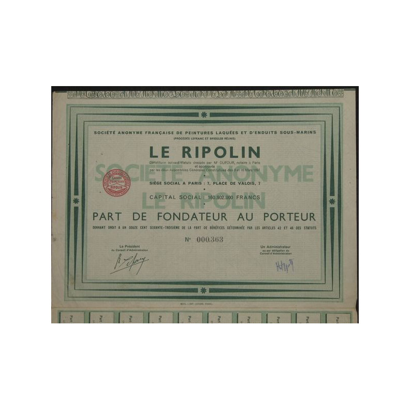 Le Ripolin - S.A. Française de Peintures Laquées et d'Enduits Sous-Marins