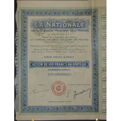 La Nationale - Vernis - Couleurs - Peintures Sous-Marines - J. Eschmann & Cie