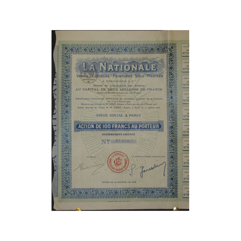 La Nationale - Vernis - Couleurs - Peintures Sous-Marines - J. Eschmann & Cie