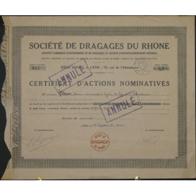 Sté de Dragages du Rhône (Sté Lyonnaise d'Entreprises et de Dragage et Sté d'Approvisionnement réunies)