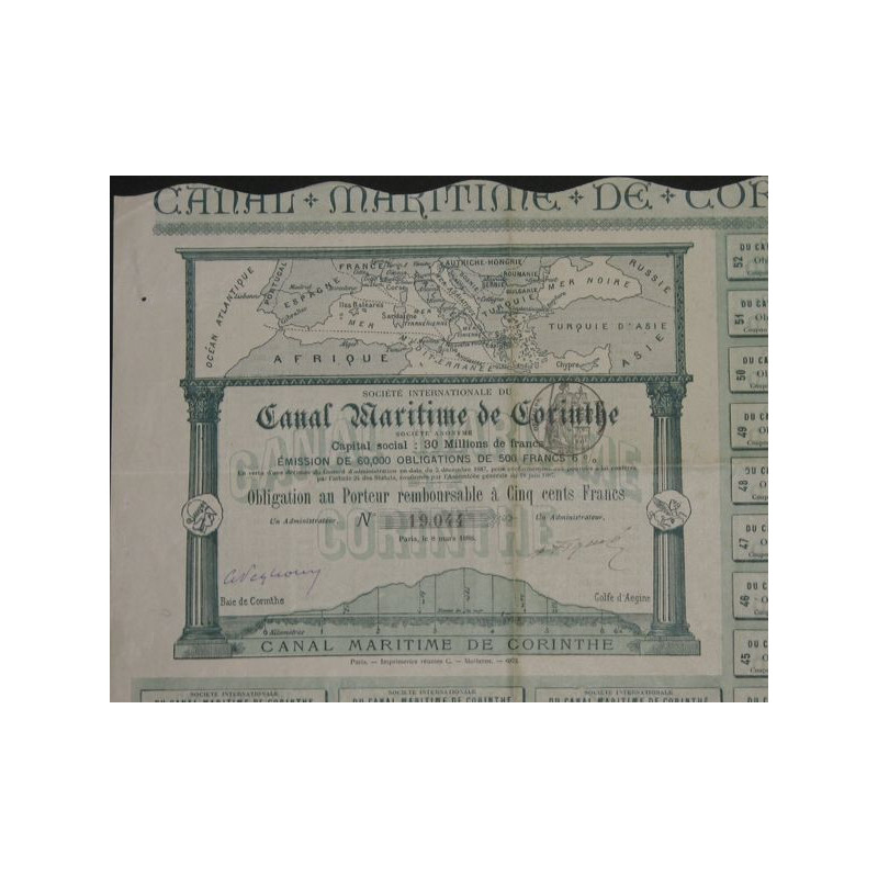 Sté Internationale du Canal Maritime de Corinthe (Obl 500 F)