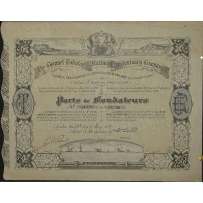 The Channel Tubular Railway Priliminary Cy ( Sté Préliminaire du Chemin de Fer Tubulaire de la Manche)