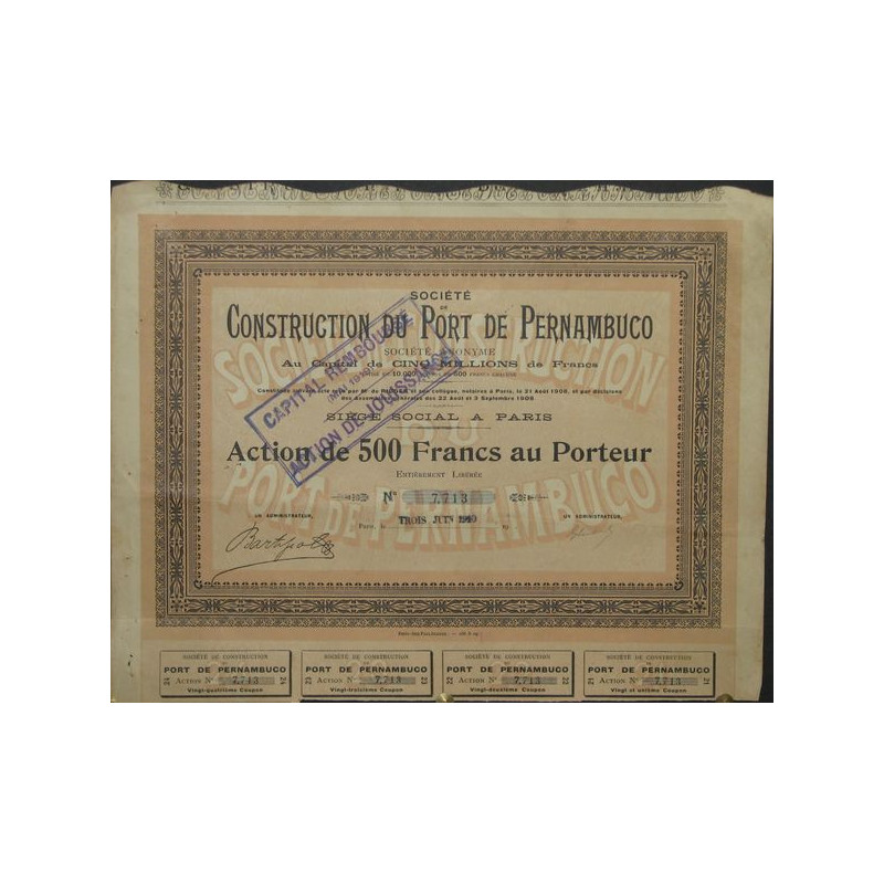 Sté de Construction du Port de Pernambuco (Act 500 F) (modele 1)