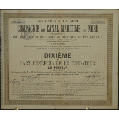De Paris à la Mer - Cie du Canal Maritime du Nord - Jonction de Port-Rade de Boulogne au Port-Dock de Paris-Pantin