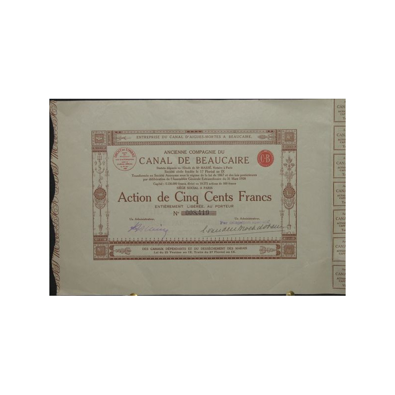 Ets du Canal d'Aigues-Mortes à Beaucaire - Anc Cie du Canal de Beaucaire (Act)