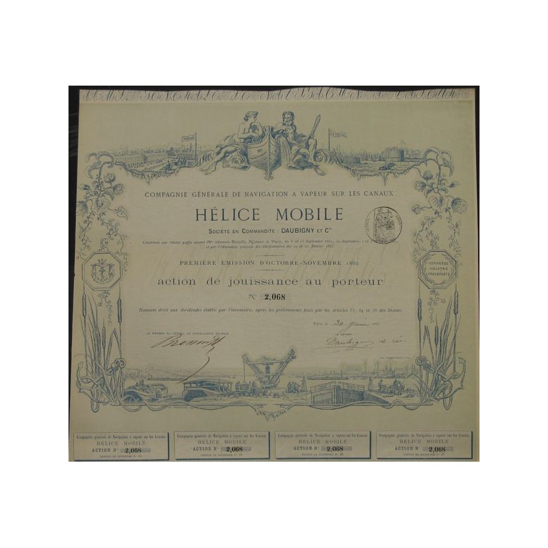 Cie Gale de Navigation à Vapeur sur les Canaux Hélice Mobile