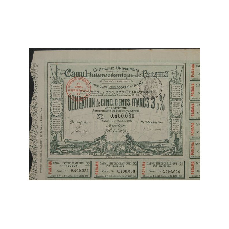 Cie Universelle du Canal Interocéanique de Panama (vert)