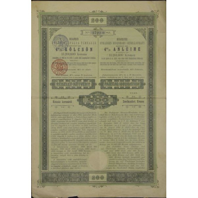 Budapester Strassen Eisenbahn Gesellschaft 4 % Anleihe 1865