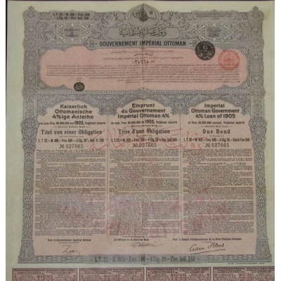 Emprunt du Gvt Impérial Ottoman 4 % 1905