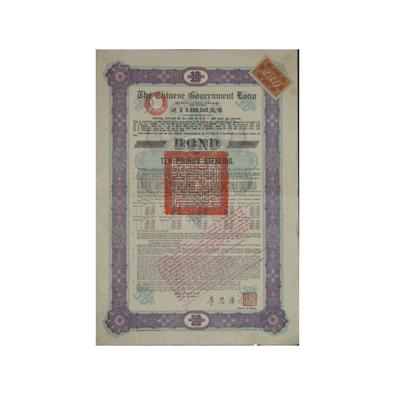 The Chinese Government Loan – 10 Pounds Sterling