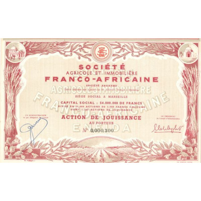 Sté Agricole et Immobilière Franco-Africaine (Act Jouissance)