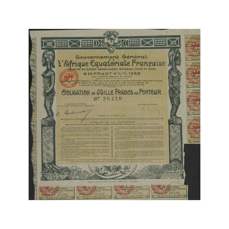 Gvt Général de l'Afrique Equatoriale Française - Emprunt 4 1/2 % 1929