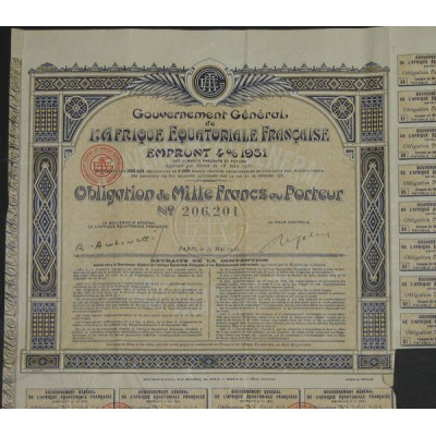 Gvt Général de l'Afrique Equatoriale Française - Emprunt 4 % 1931