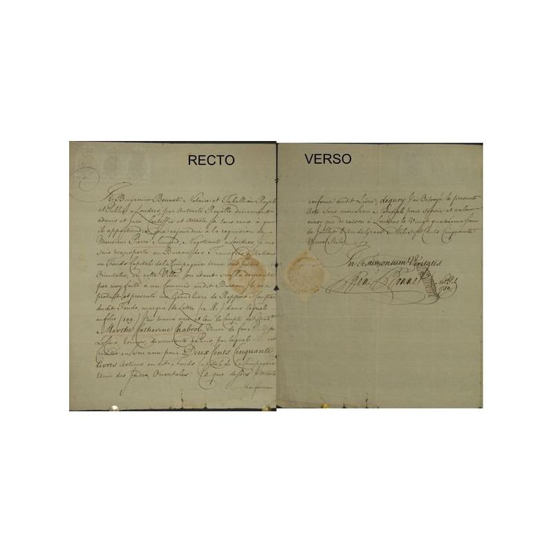 Contrôle de une action de la Compagnie des Indes Orientales