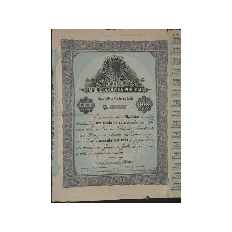 Republica dos Estados Unidos do Brasil - Apolice da Divida Publica
