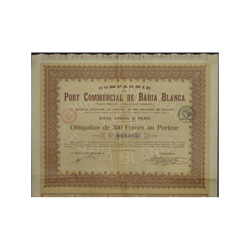 Cie du Port Commercial de Bahia Blanca (Obl)