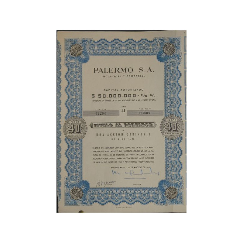 Palermo S.A. - Industrial y Comercial (40 Pesos)