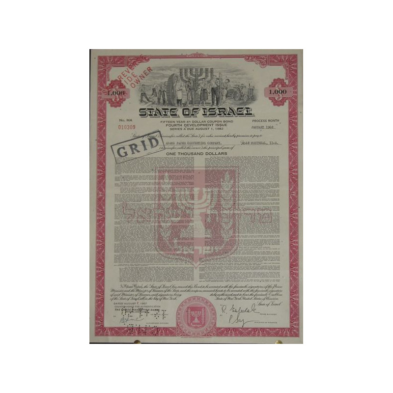 State of Israël - 50 Year 4% Dollar coupon Bond Fourth Development Issue