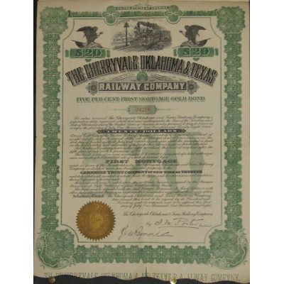 The Cherryvale Oklahoma & Texas Railway Cy ($20)