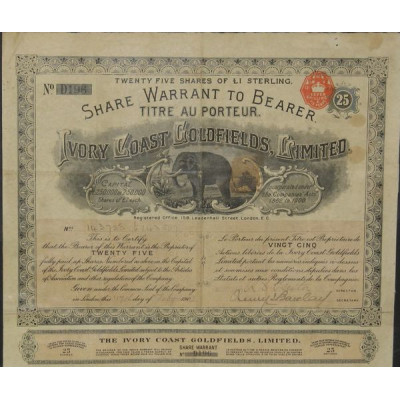 Ivory Coast Goldfields Ltd (25 Shares)