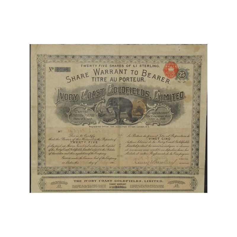 Ivory Coast Goldfields Ltd (25 Shares)