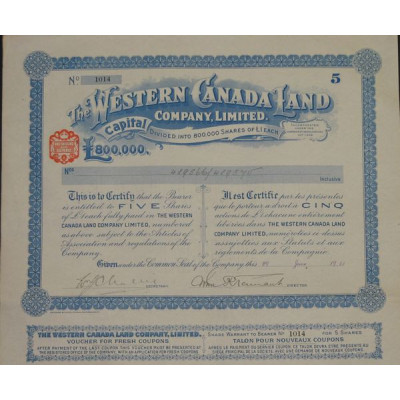 The Western Canada Land Cy Ltd (5 Act)